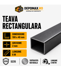 Teava rectangulara 100 x 40 x 2 mm, 6 metri